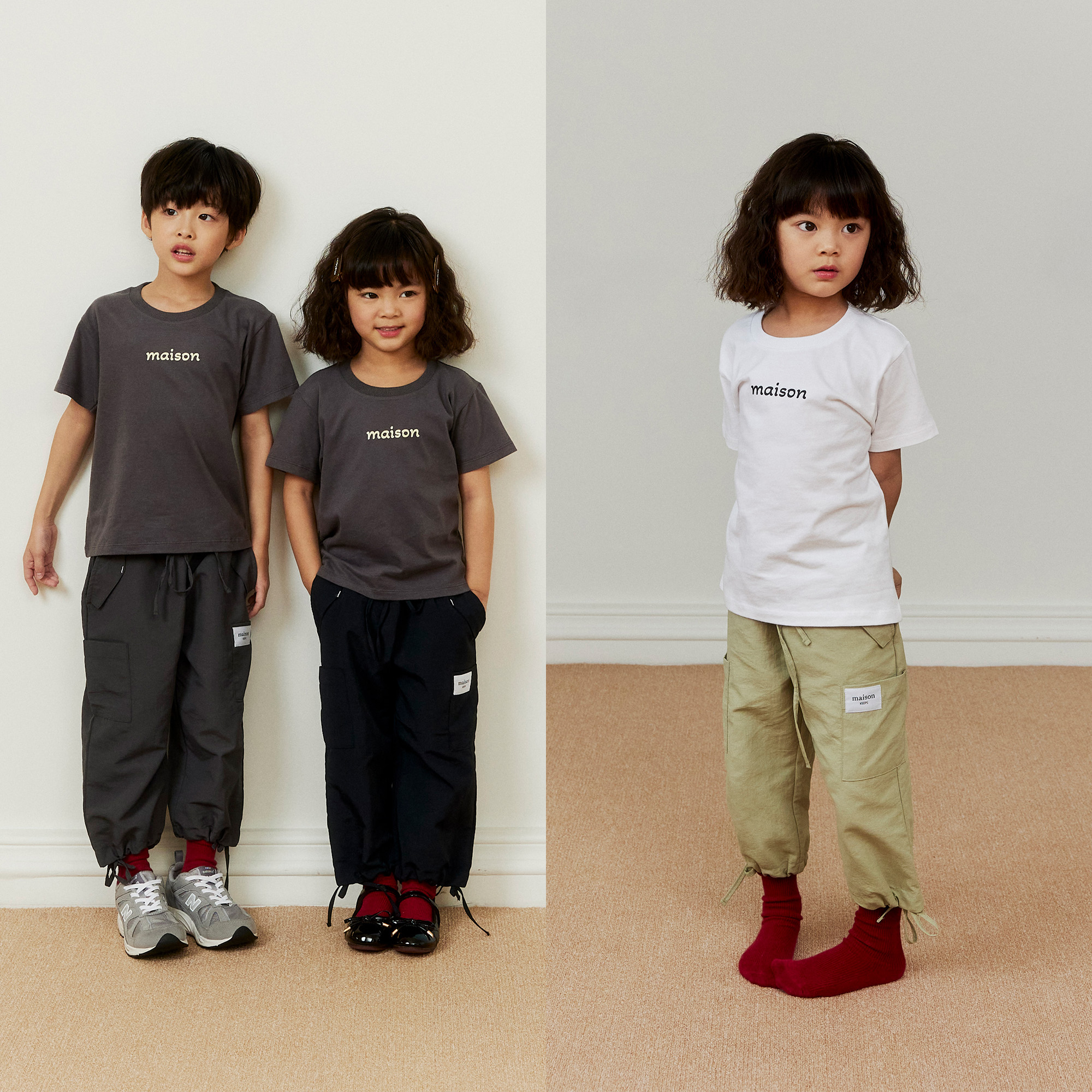 maison KEEPS Kids | Utility Nylon Cargo Pants | Unisex | กางเกงคาร์โก้เด็ก มีให้เลือก 3 Size ราคา 940 บาท*ส่งฟรี