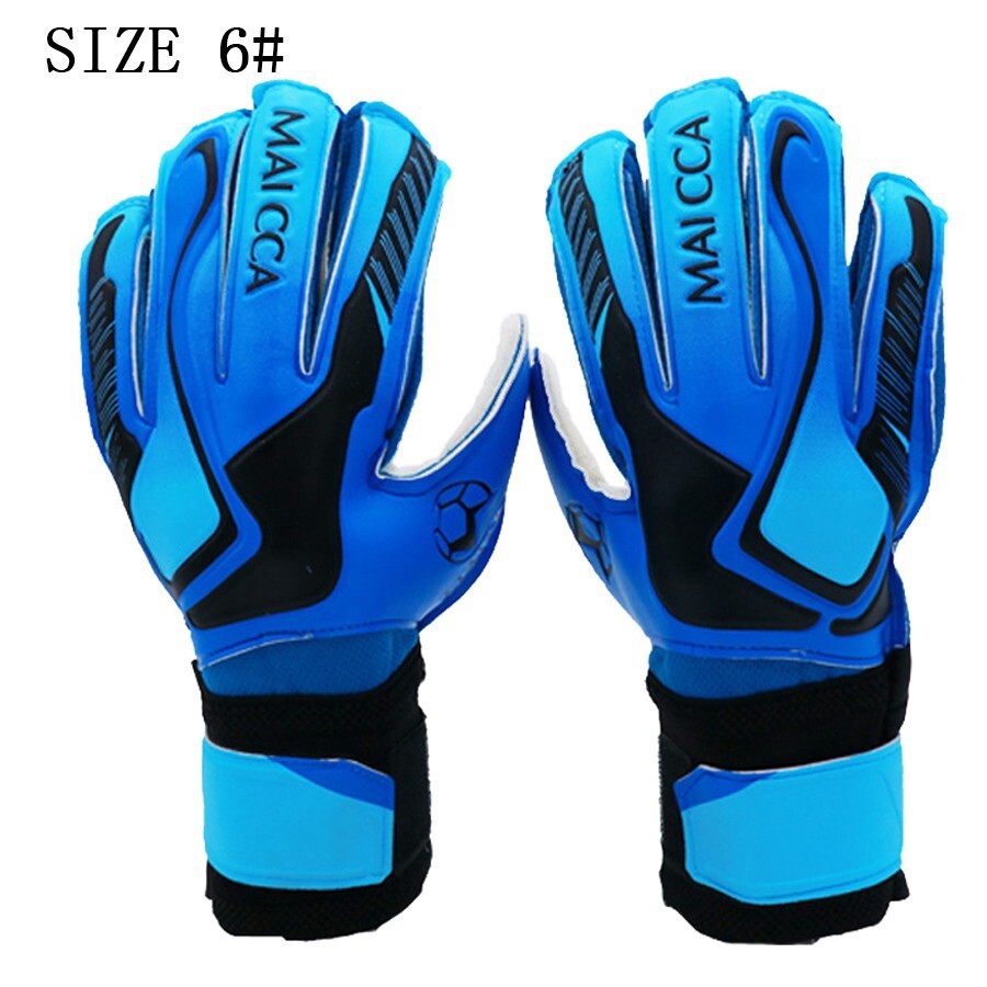 โปรโมชัน ถุงมือผู้รักษาประตูฟุตบอล ถุงมือฟุตบอล กันลื่น 1 คู่ (สีน้ำเงิน)Goalkeeper Gloves 1 pair ราคาถูก ฟุตบอล