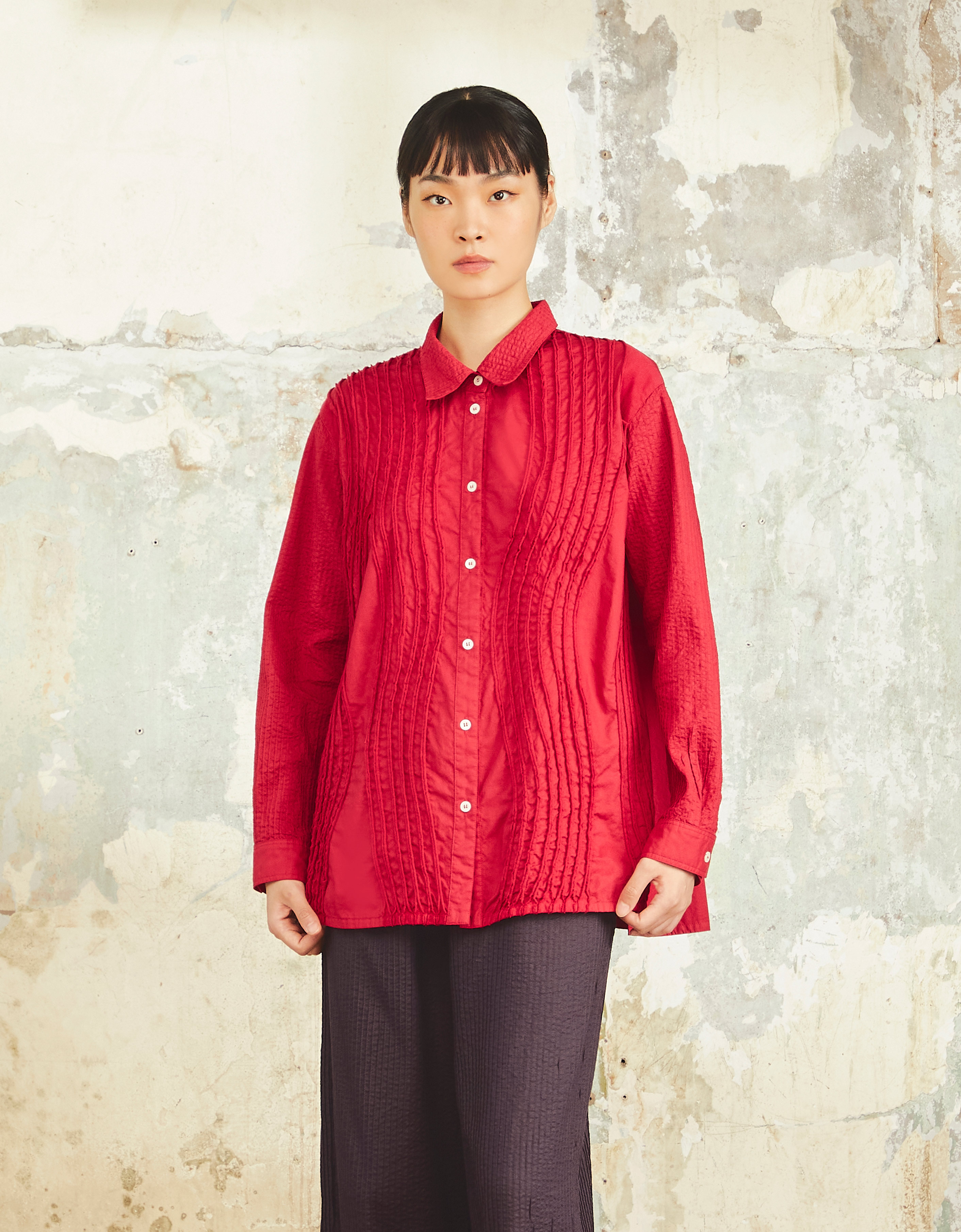 Yaccomaricard Aw24 Lady Jersey S60 Lawn Blouse, Long-Sleeved Cotton Shirt, Collared, with Curved Pattern, Bl-1023862. ราคา 3,745 บาท*ส่งฟรี