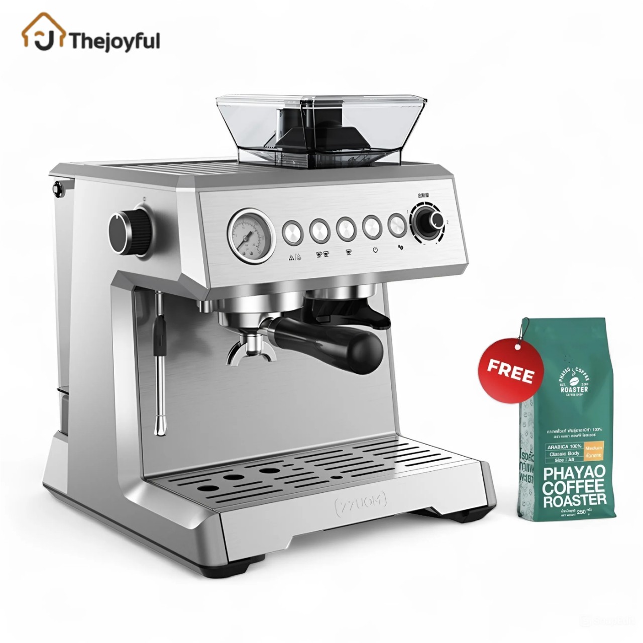 เครื่องชงกาแฟอัตโนมัติ coffee machine แถมฟรี เมล็ดกาแฟอราบิก้า การบดเมล็ดกาแฟ เครื่องชงกาแฟสด เครื่องชงกาแฟ เครื่องทำกาแฟสด เครื่องทำกาแฟ Thejoyful ราคา 14,999 บาท*ส่งฟรี