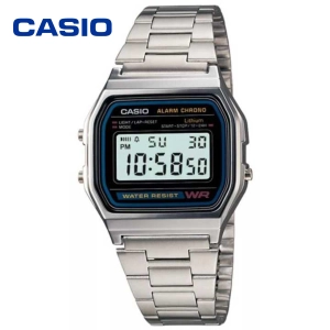 สินค้า GgGg /Casio Digital Classic นาฬิกาข้อมือสุภาพบุรุษ สีเงิน สายสแตนเลส รุ่น A158WA-1DF
