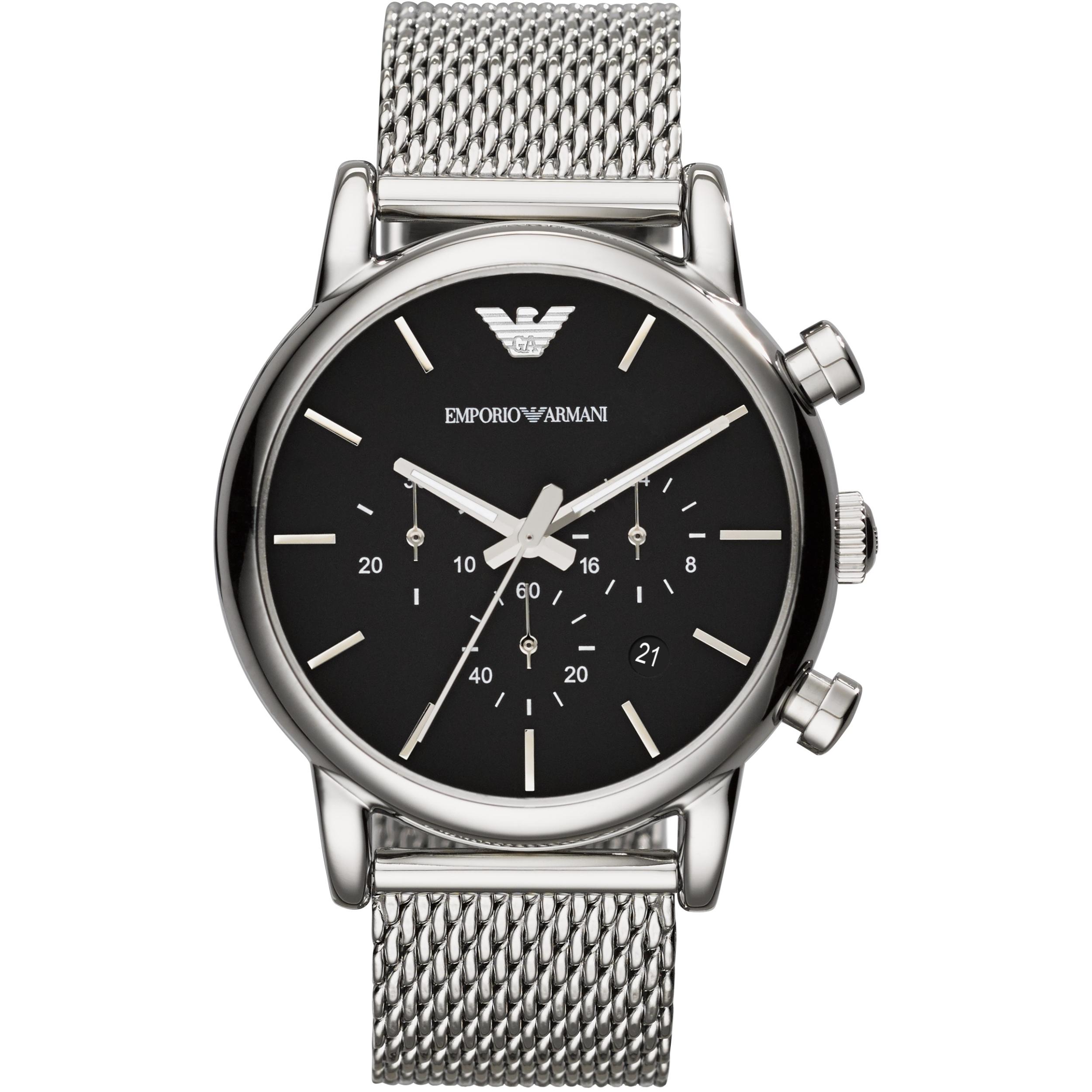 นาฬิกาข้อมือผู้ชาย EMPORIO ARMANI Classic Chronograph Black Dial Steel Men Watch รุ่น AR1811 ของแท้100% ราคา 8,390 บาท*ส่งฟรี