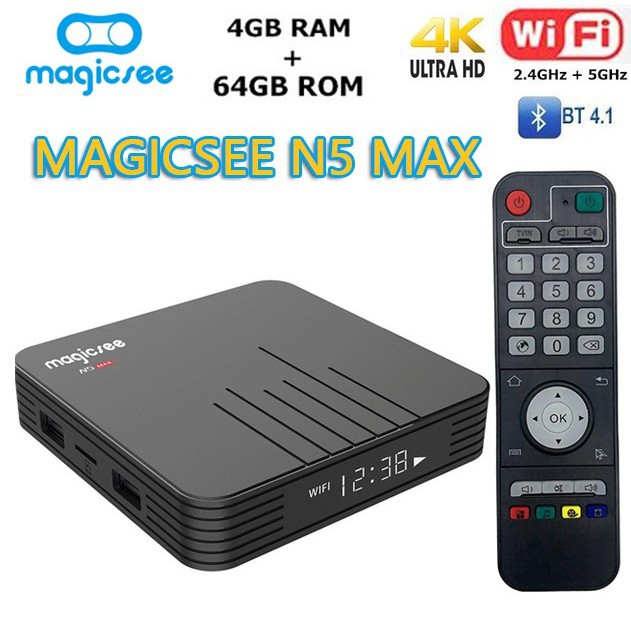 รุ่นนี้เสถียรสุด Magicsee N5 Max(RM4GB ROM 64GB) X3 CPU S905X3 แรงสุด Bluetooth Wifi 5GHz ตัวใหม่เป็น Android 9.0 Android smart tv box 2020