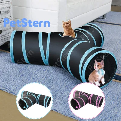 Petstern Cat Tunnels for Indoor Cats, Tube Cat Toys 3 Way Collapsible, Kitty Tunnel Bored Cat Pet Toys Peek Hole Toy Ball Cat, Puppy, Kitty, Rabbit