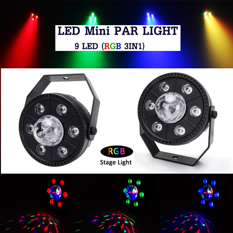 Archawin ไฟดิสโก้ ไฟเทค ไฟเธค ไฟพาร์ ไฟปาร์ตี้ LED Mini Par Light 9d LED (RGB 3 IN 1) รุ่น QY-PAL069 - สีดำ (แบบไม่มีรีโมท)