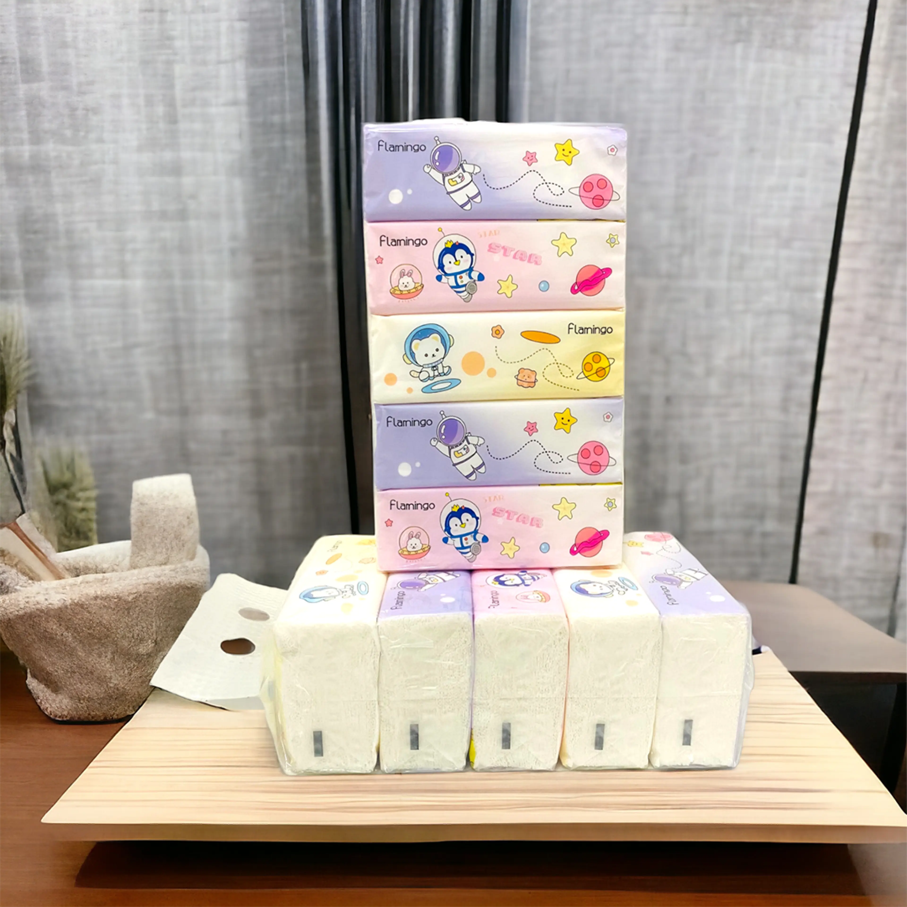 ทิชชู่ (ยกแพ๊ก 5 ห่อ) กระดาษทิชชู แบบยาวแผ่นหนา กระดาษทิชชู่ เช็ดหน้าทำความสะอาดกระดาษ เหนียวนุ่มราคาถูก