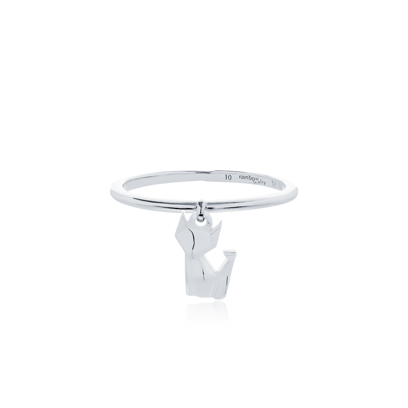 ORIGAMI LUCKY RING แหวนห้อยจี้ลายกระดาษพับ สัญลักษณ์แห่งความโชคดี และ ความสุข 13 ลาย สี White Gold