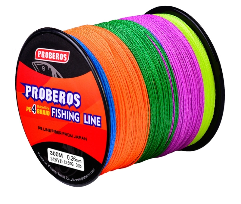 ราคาและรีวิวสายพีอี ถัก 4 สลับสี ยี่ห้อ PROBEROS ยาว300ม.เหนียว นุ่ม ลื่น ทน by MoobinFishing​