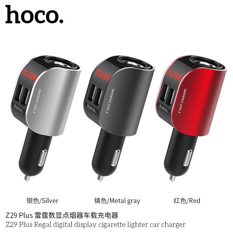ที่ชาร์จ หัวชาร์จไฟในรถยนต์ รุ่น Hoco Z29 Plus ที่ชาร์จเสียบที่จุดบุหรี่ ช่อง USB ชาร์จไฟได้เร็ว 3.1A / หากชาร์จ 2 ช่องรวมกัน จ่ายไฟสูงสุด 5A