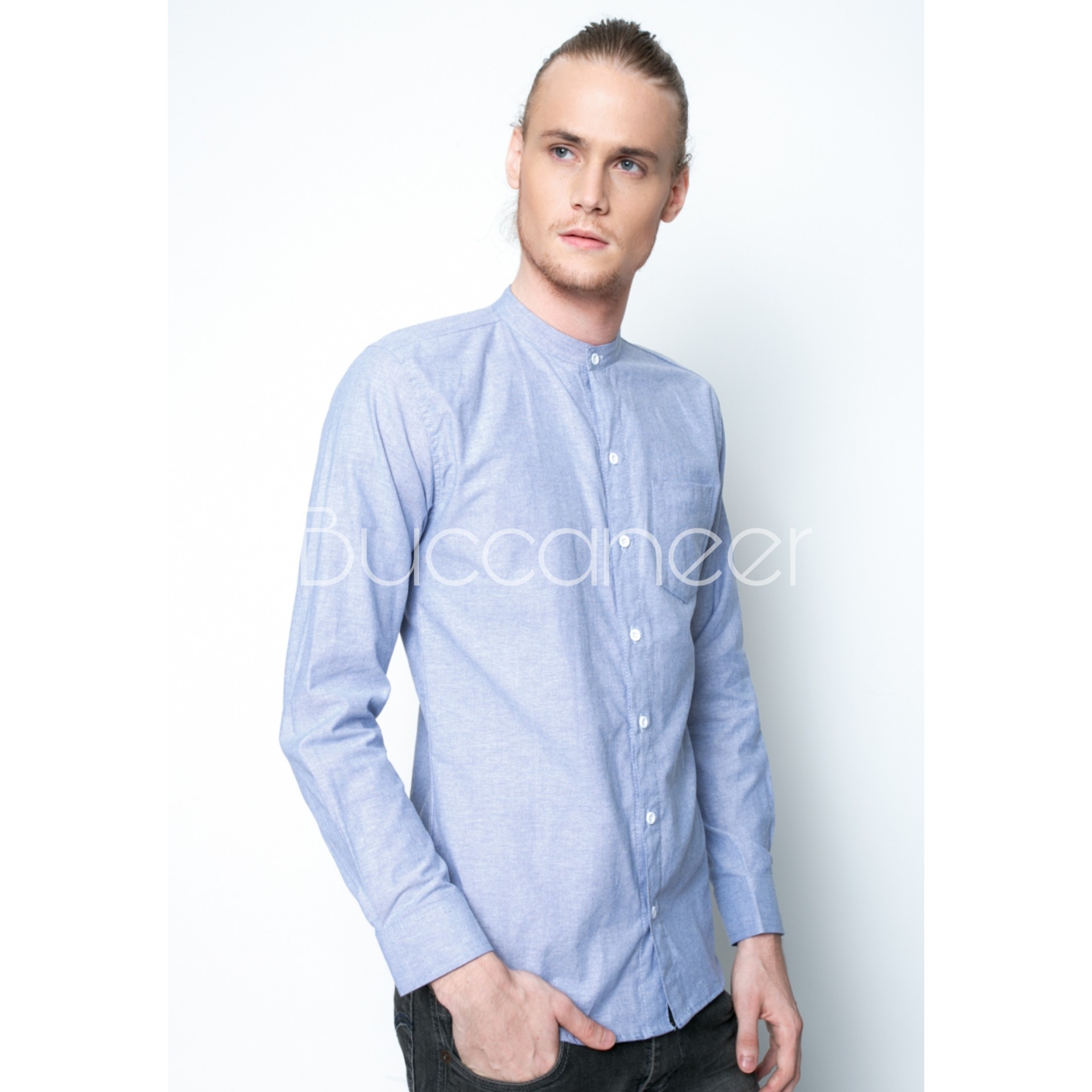 เสื้อเชิ้ต คอจีน ผ้าCotton by Buccaneer