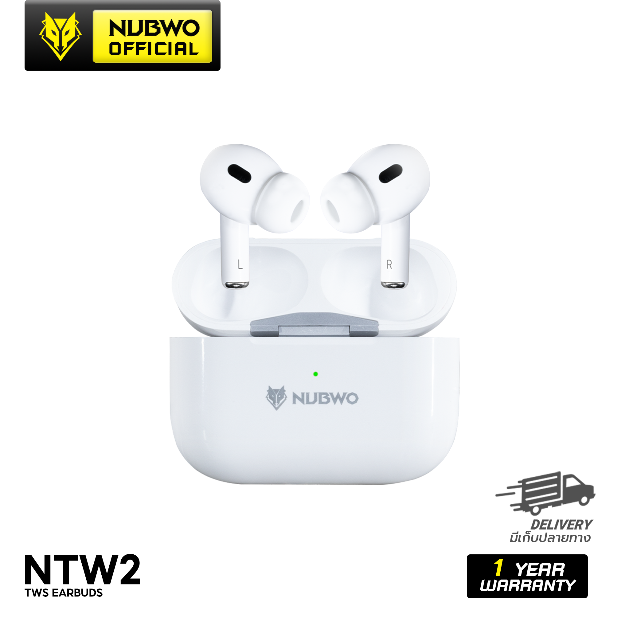 หูฟังบลูทูธ Nubwo NTW-02 ฟังเพลง ไม่ดีเลย์ แยกเสียงชัดเจน คมชัด ความจุแบคถึง 300 mAh มีโหมดชาร์จไร้สาย ราคา 339 บาท*ส่งฟรี