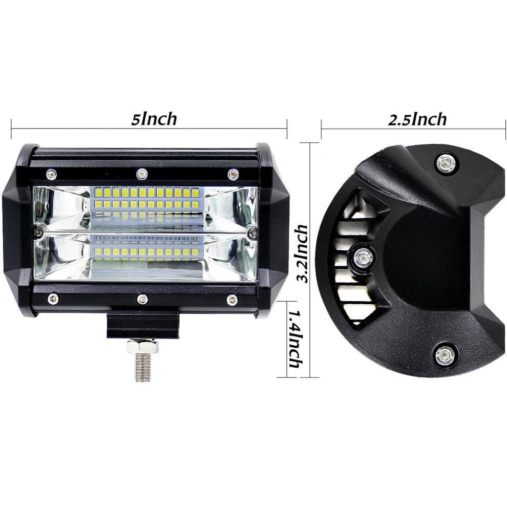 X4 เเพ็คคู่ สุดคุ้ม !! LED LIGHT BAR ไฟสปอร์ตไลท์ ไฟหน้ารถ ไฟท้าย 72W 12V-24V รุ่น COMBO BEAM ทรงเหลี่ยม เเสงขาว งานพรีเมี่ยม จำนวน 4 ชิ้น