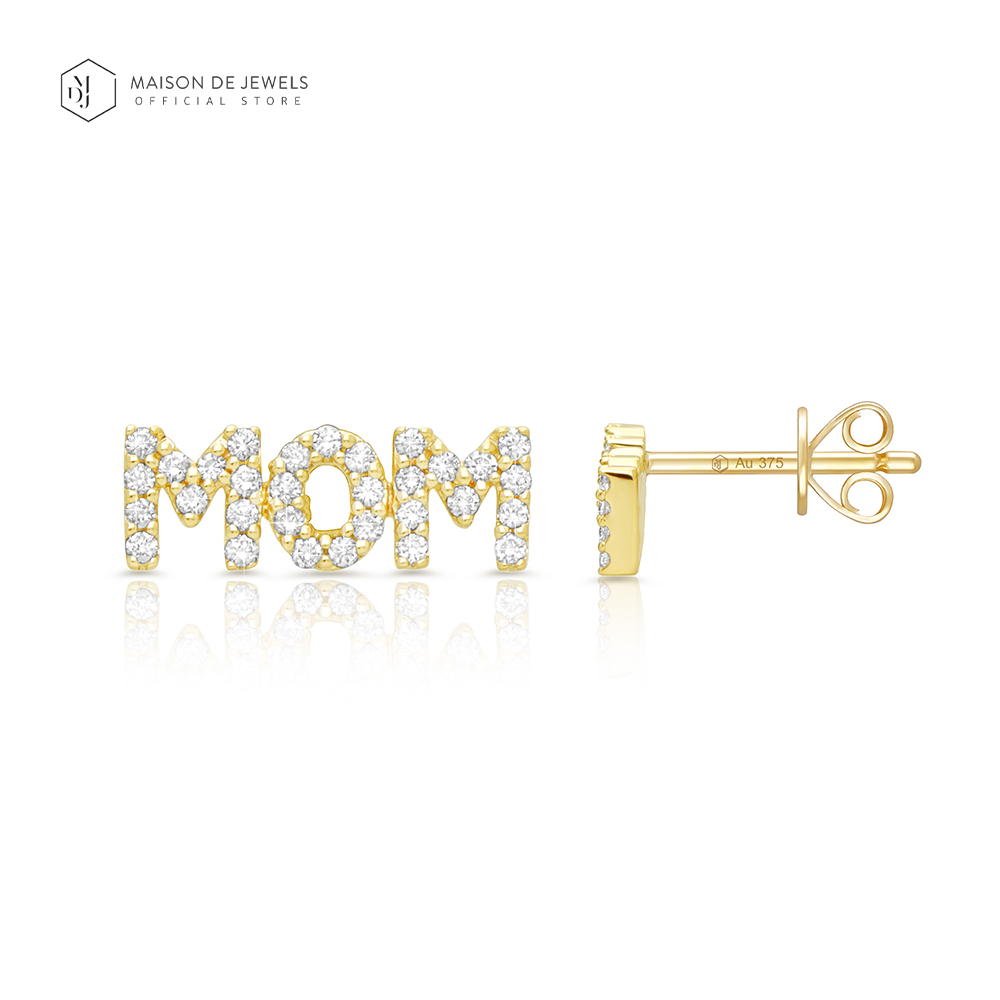 Maison De Jewels - Oro Mom Stud (Single Earring) Gold Earrings, 9K Real Gold, Rainbow, Real Diamonds, Natural Gemstones, Earrings for Everyday Wear, Branded Earrings ราคา 4,945 บาท*ส่งฟรี