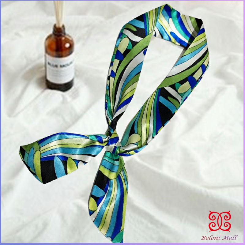 Boloni ริบบิ้นผูกกระเป๋า พิมพ์ลาย ขนาดเล็ก สําหรับผู้หญิง ขนาด 85x4 ซม. Silk scarf