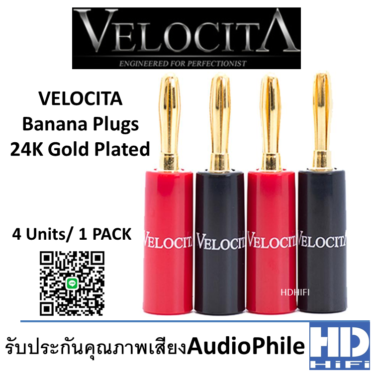 Velocita Banana Speaker Plugs 24K Gold Plated