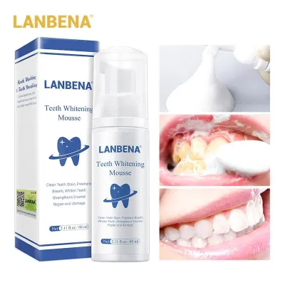 ยาสีฟันมูสแปรงฟัน LANBENA Teeth Whitening Mousse 60 ml. ขัดคราบเหลือง ดับกลิ่นปาก กลิ่นหอมสดชื่น