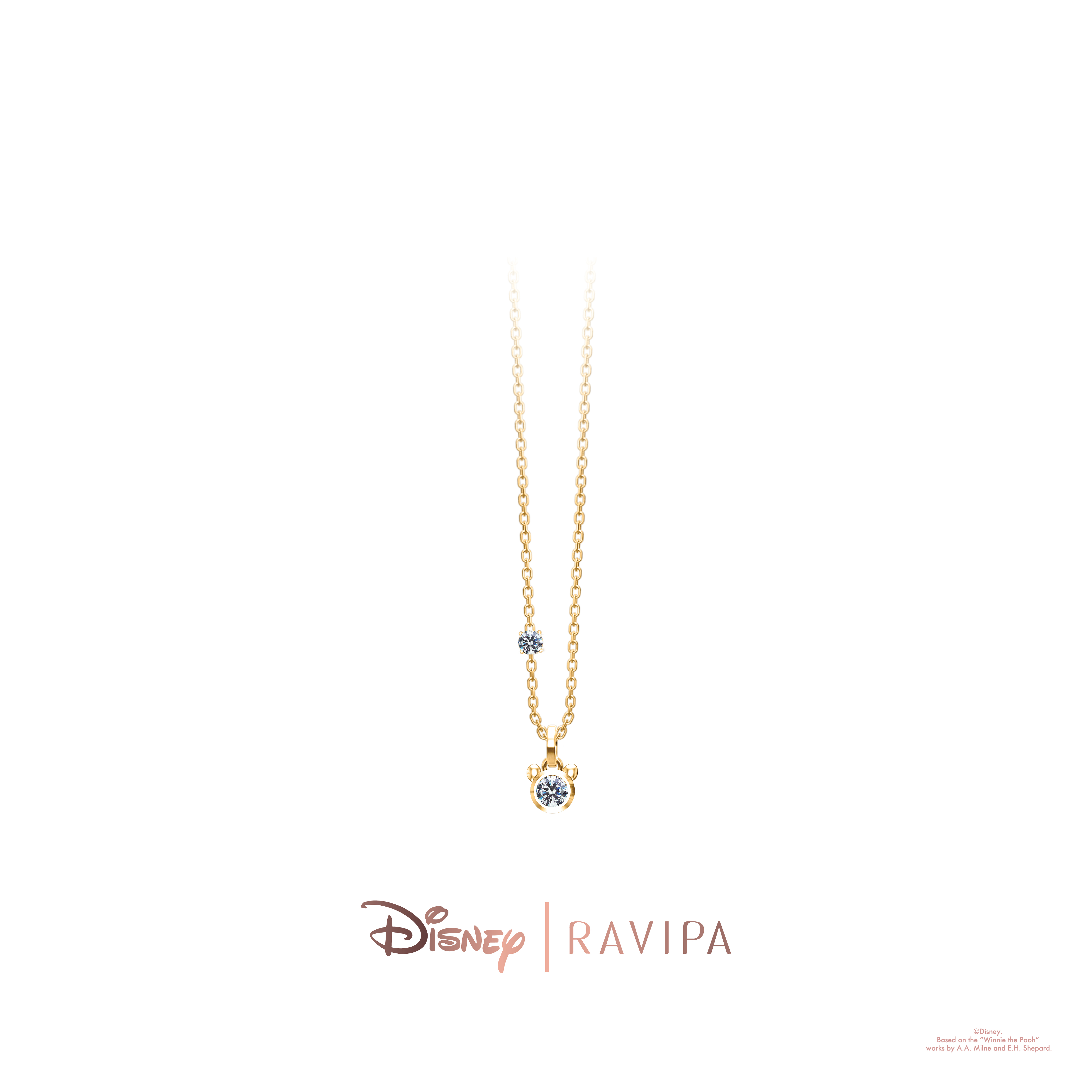 Ravipa | Gold Winnie the Pooh Diamond Necklace - สร้อยคอ ราคา 3,990 บาท*ส่งฟรี