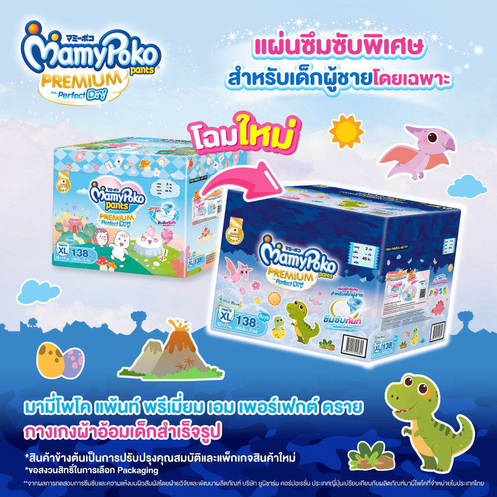 [อยู่ในะรหว่างการเปลี่ยนแพ็คเกจ] MamyPoko Pants Premium Aim Perfect Dry (Toy Box) ผ้าอ้อมเด็กแบบกางเกง มามี่โพโค แพ้นท์ พรีเมี่ยม เอม เพอร์เฟกต์ ดราย (กล่องเก็บของเล่น) M-XXL