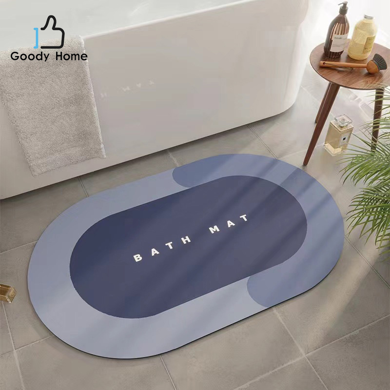 Goody Home พรมเช็ดเท้า มีส่วนผสม ไดอะตอมไมต์ หินดินเบา ทำให้ ซึบซับน้ำได้แห้งง่าย ผิวหน้าผ้ากะมะหยี่ ผิวหลังเป็นยาง ราคา 87 บาท*ส่งฟรี
