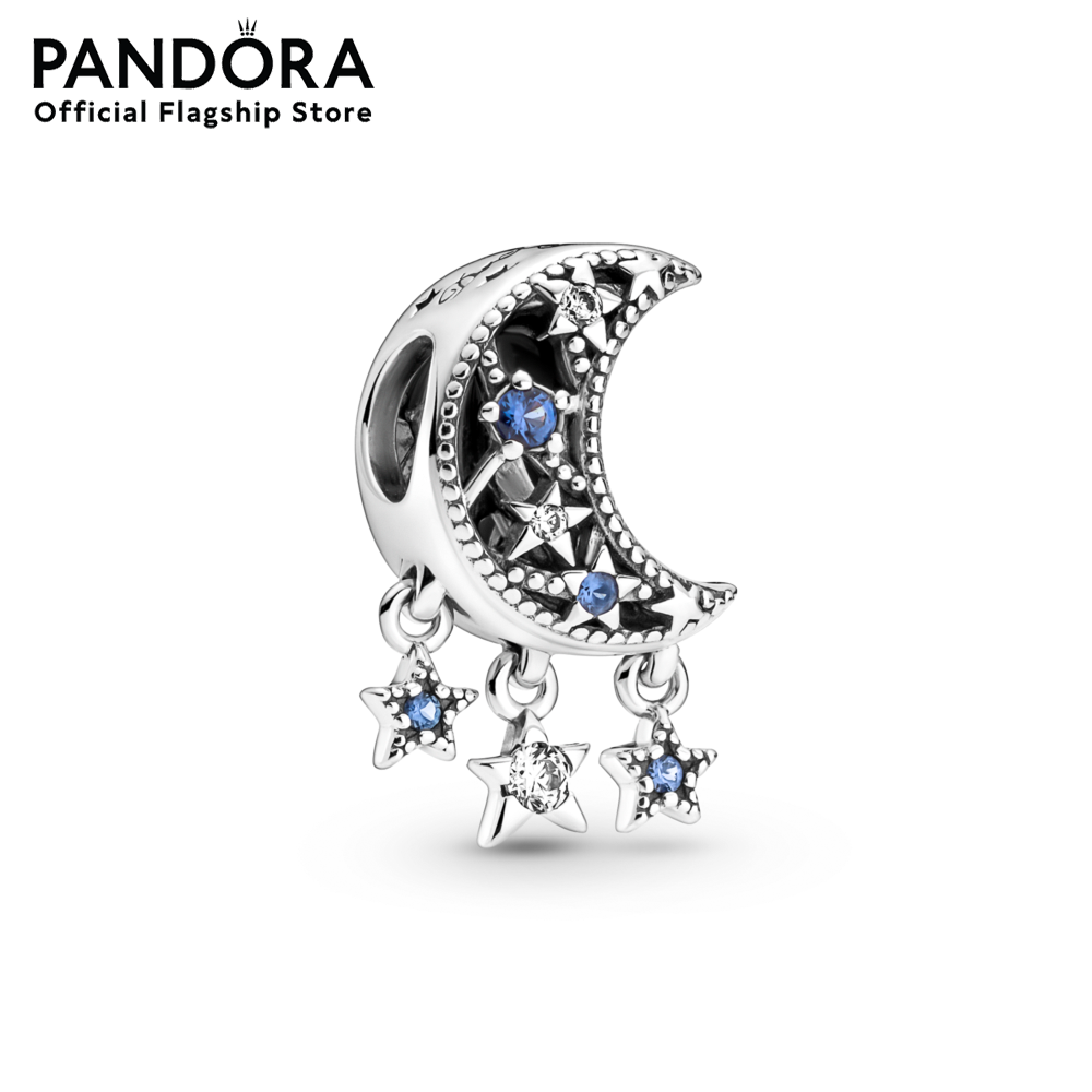 Pandora Moon and star sterling silver charm with stellar blue crystal and clear cubic zirconia เครื่องประดับ จี้ชาร์ม ชาร์มกวางคริสต์มาส ชาร์มเงิน เงิน ชาร์มสร้อย ราคา 2,520 บาท*ส่งฟรี