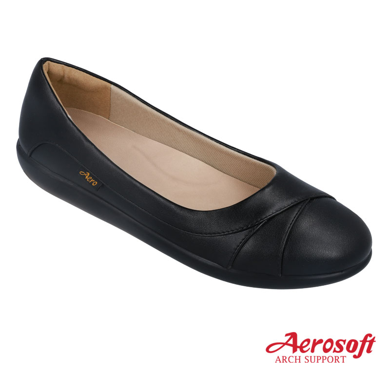 Aerosoft Arch Support รองเท้าหนังพื้นเรียบ รุ่น NW9191 สีขาว/สีดำ