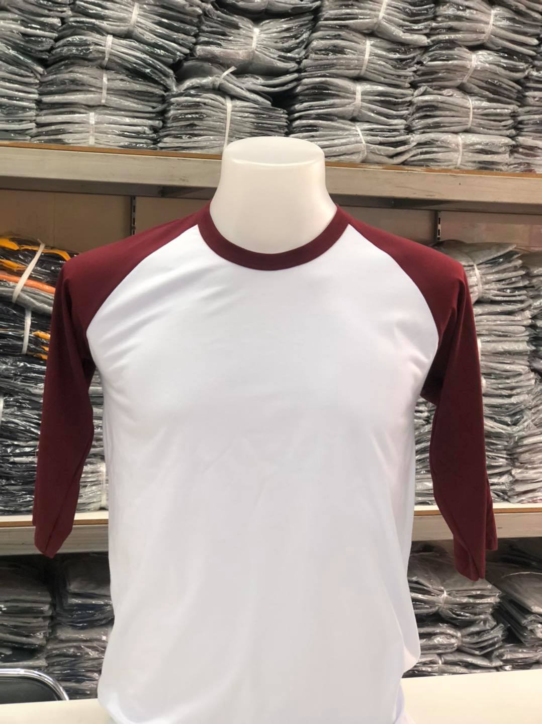 Half sleeve slop T-shirt เสื้อยืดไหล่สโลปแขนสามส่วน ผ้าCotton32 100%