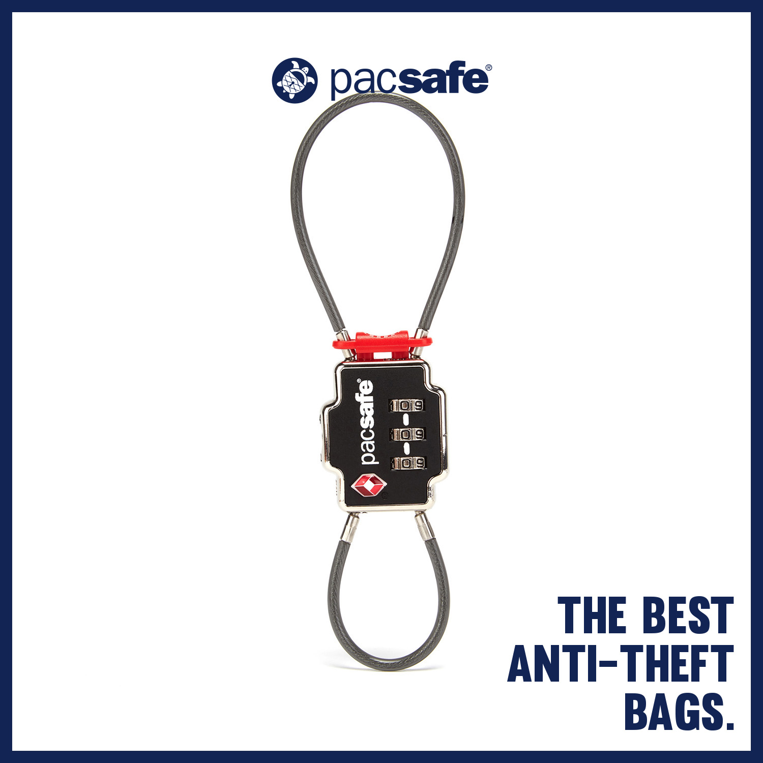 Pacsafe TSA 3-DIAL DOUBLE CABLE LOCK ANTI-THEFT กุญแจล็อคกระเป๋า กันขโมย