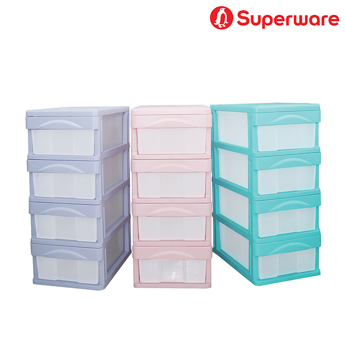 Srithai Superware ตู้ลิ้นชัก ชั้นวางของ ตู้เก็บของ พลาสติก 4 ชั้น ขนาดใหญ่ สีพาสเทล รุ่น M-79-4 ราคา 990 บาท*ส่งฟรี