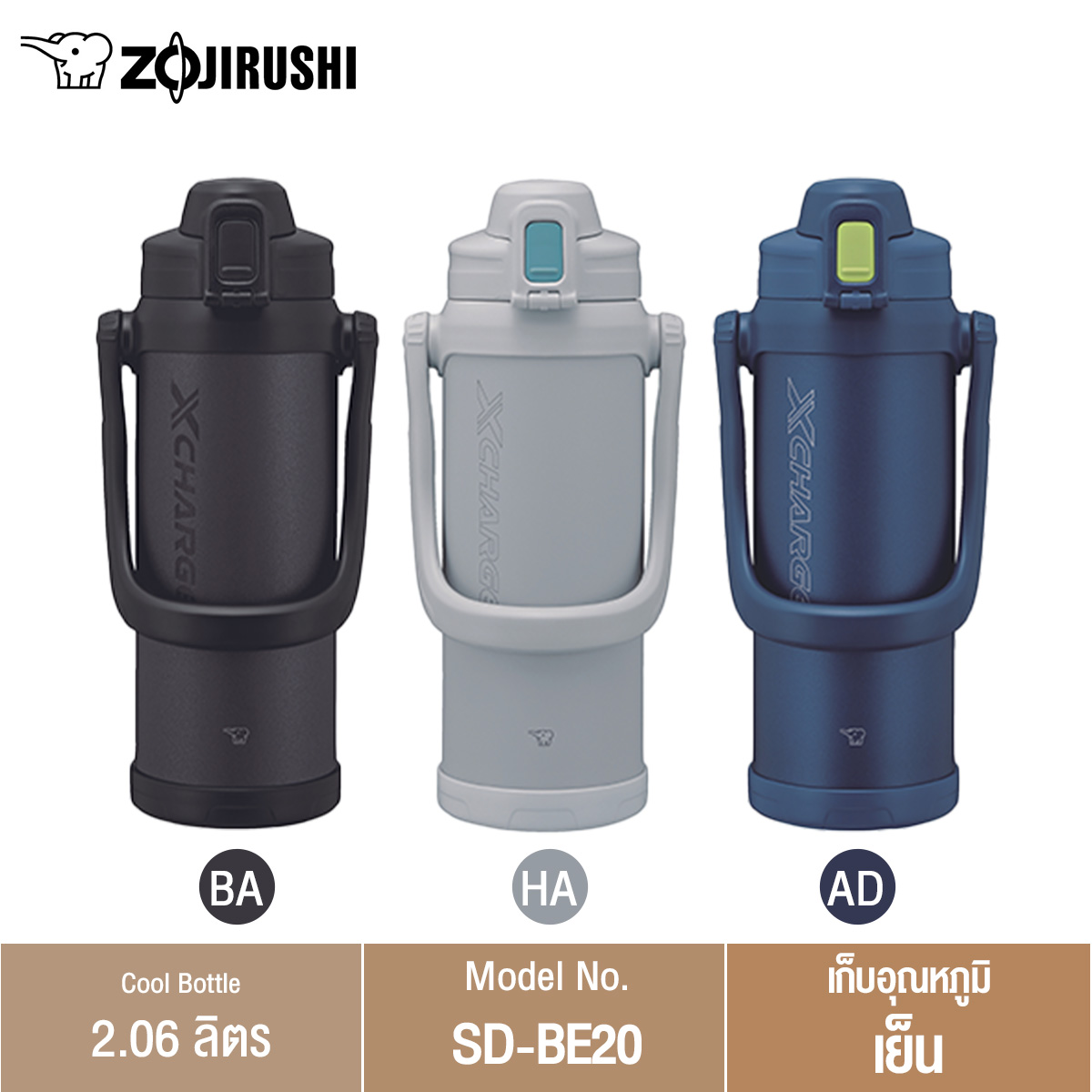 Zojirushi กระติกน้ำสุญญากาศเก็บความร้อนและความเย็น ขนาด 2 ลิตร รุ่น SD-BE20 ราคา 1,840 บาท*ส่งฟรี