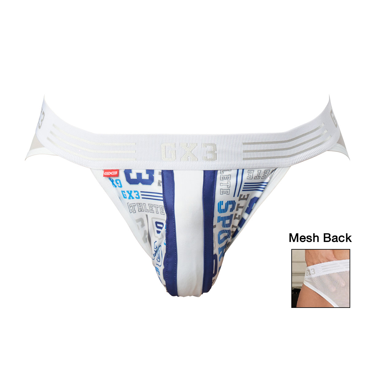 GX3 Men's Underwear Gloss Sports Back Mesh Athletic Brief - Blue