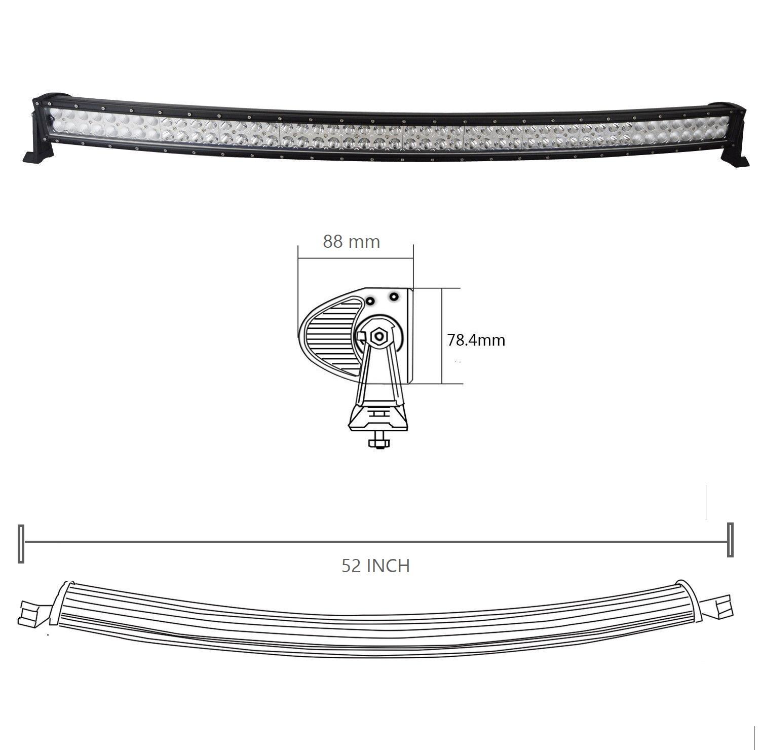 Curved 3D LED Light Bar Spot Flood Combo Beam 288 watt 50 Inch. For Jeep SUV ATV Truck Work Driving Light ไฟรถยนต์บาร์ยาว ไฟหน้ารถ บาร์รถยนต์ 288 วัตต์ ทรงโค้ง เน้นเเสงพุ่งเเละกระจายในโคมเดียว รุ่น SuperBright คุณภาพสูง มีประกันสินค้า เเสงขาว จำนวน 1 โคม