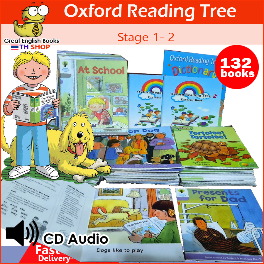 (In Stock) ใหม่ล่าสุด!  Oxford Reading Tree stage 1 - 2 Biff Chip จำนวน 132 Books + ปกด้าน +มีข้อความทุกเล่ม