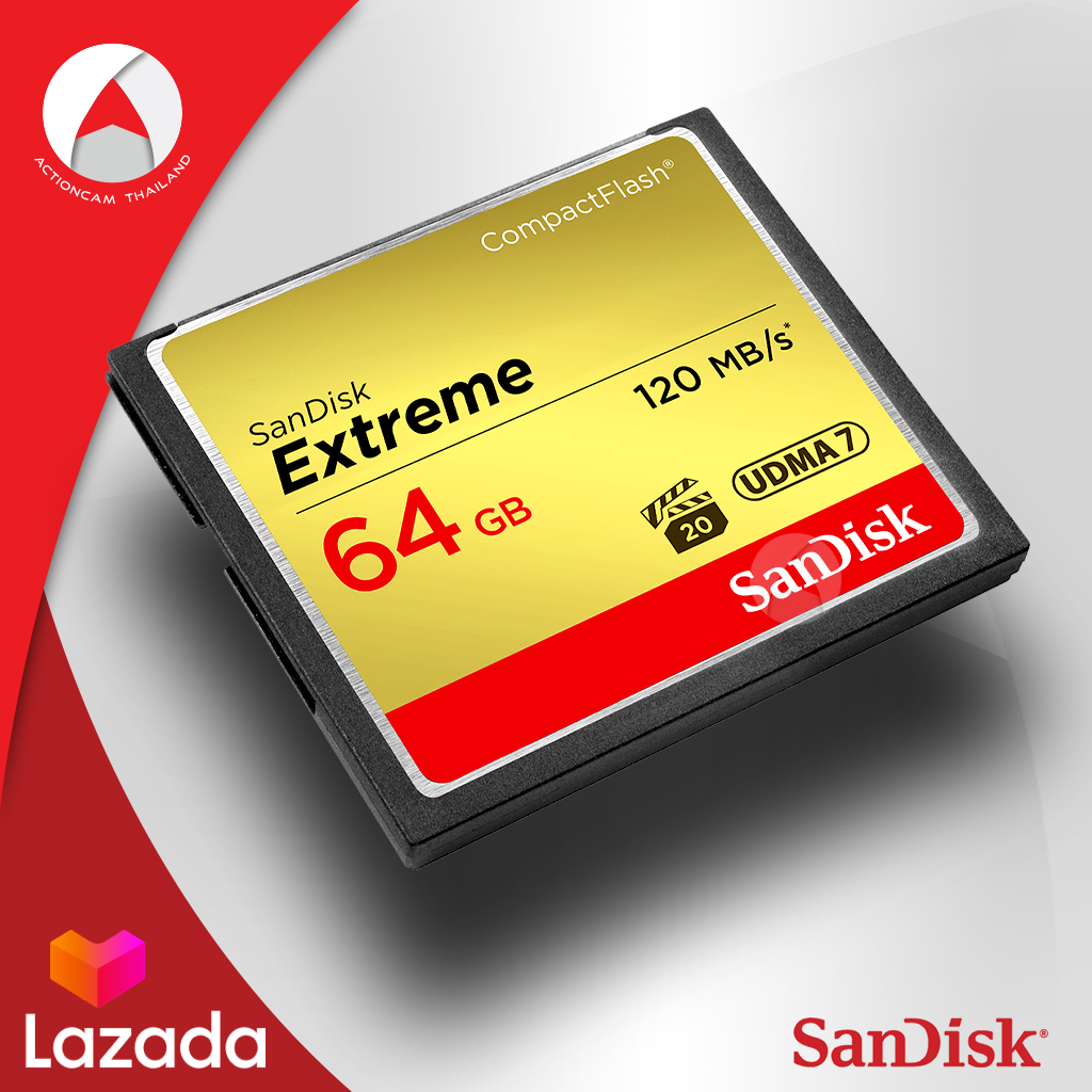 SanDisk Extreme CF Card 64GB, อ่าน 120MB/s ,เขียน 85MB/s (SDCFXSB_064G_G46) เมมโมรี่ แซนดิส กล้องโปร DSLR กล้องถ่ายภาพ