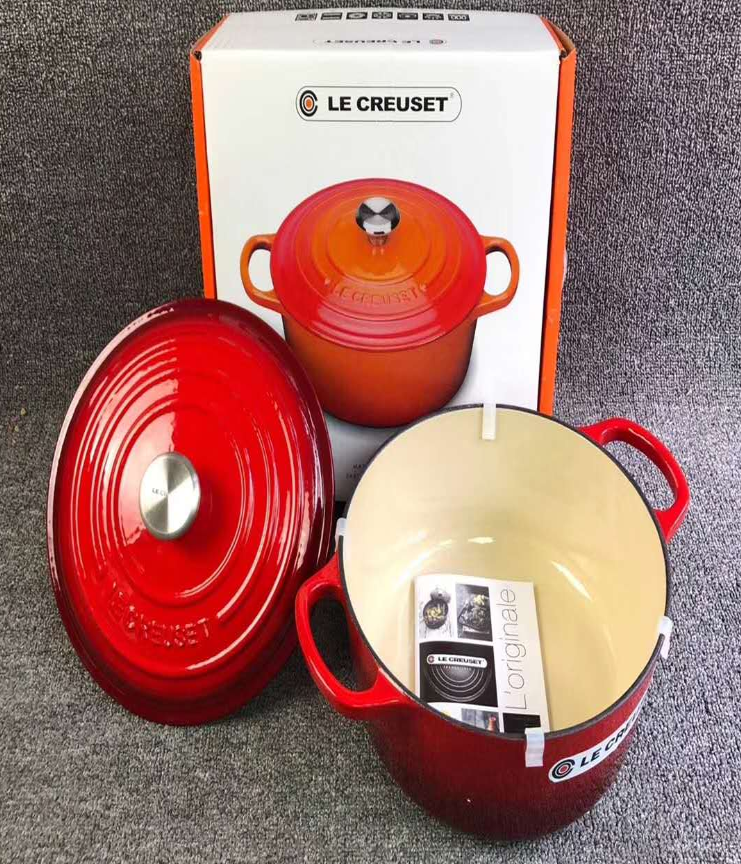 LE CREUSET enamel pot, French saucepan, soup pot, deep hot pot, saucepan, 24 cm cool colored cast iron pot