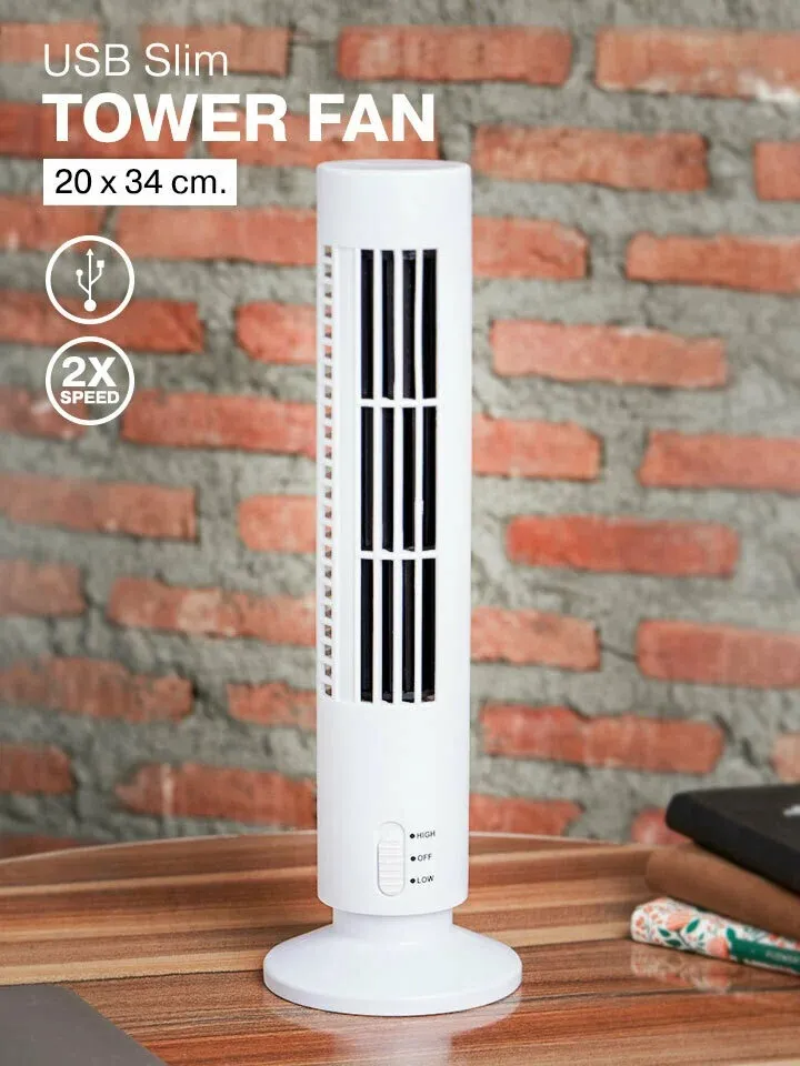 พัดลม USB Tower สวิตช์เปิด / ปิดสำหรับวิธีที่ง่ายที่สุดในการไล่ความร้อนในฤดูร้อนขณะทำงาน มาพร้อมกับการตั้งค่าความเร็ว 2 ระดับ