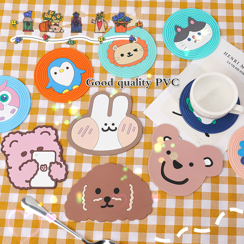 Cute coaster ที่รองแก้วซิลิโคนลายการ์ตูน (A)