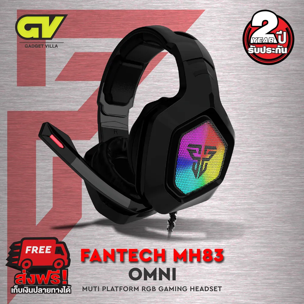 FANTECH MH83 OMNI Headset for Mobile Gaming หูฟังเกมมิ่ง แฟนเทค ไฟ RGB หูฟังเล่นเกม หูฟังมือถือ Mobile คอมพิวเตอร์ PC, PSP, PS4, Nintendo Switch,หูฟังครอบหู gaming มีไมโครโฟน หูฟัง gaming มีไมโครโฟน สำหรับเกมแนว FPS TPS Muti-platform compatibility headset