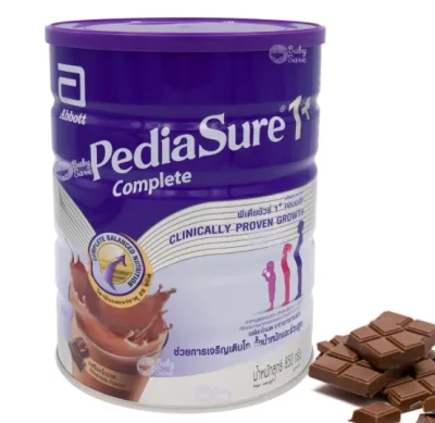 นมผง พีเดียชัวร์1+ คอมพลีท พลัส ดีเอชเอ กลิ่นช๊อคโกแลต PEDIASURE 1+ COMPLETE PLUS DHA