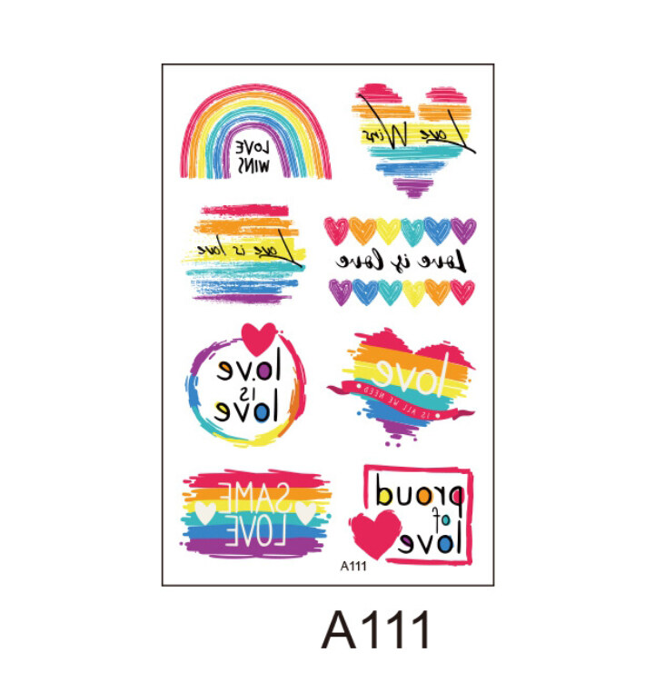 LGBT / PRIDE / Rainbow Easy Sticker Tattoo ลายสัก สีรุ้ง ติดทนนาน ล้างออกได้ Easy to Apply Easy to Remove