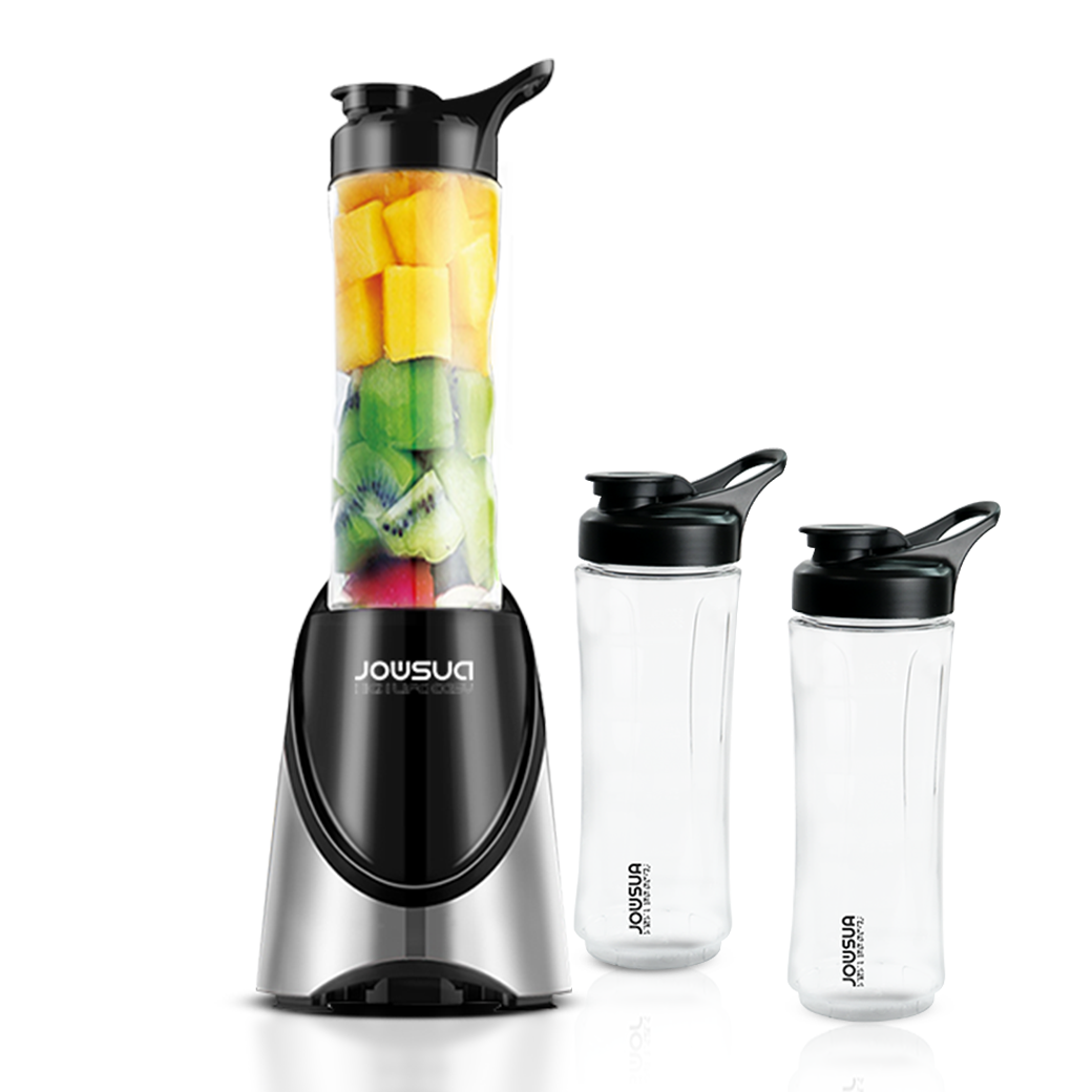 JOWSUA เครื่องปั่นน้ำผลไม้แบบพกพา เครื่องปั่นน้ำผลไม้พร้อมดื่ม เครื่องปั่นน้ำผลไม้อเนกประสงค์ ​ Portable Blender ใบมีด 4 แฉก แถมฟรีแก้ว รวม 3 ใบ