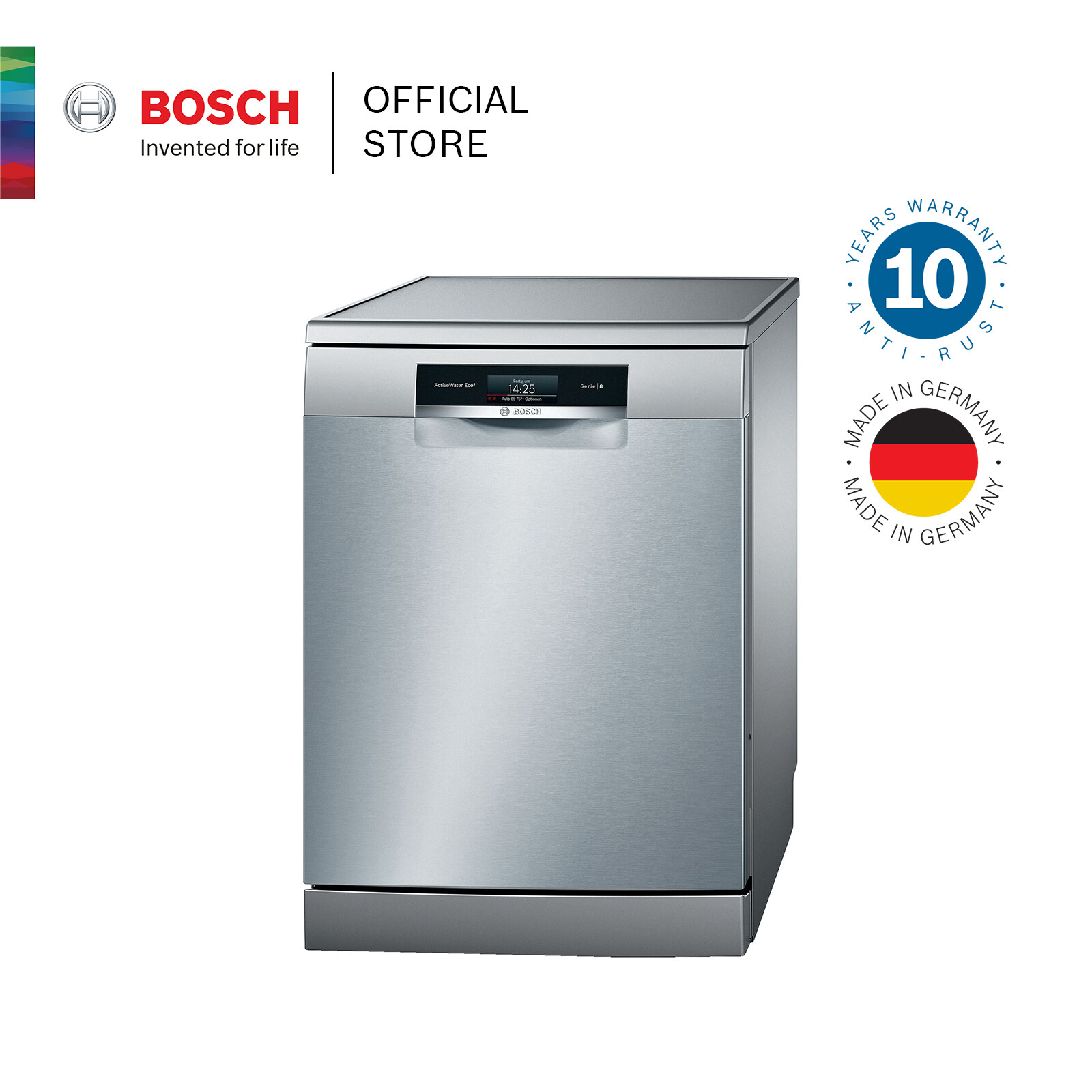Bosch เครื่องล้างจานแบบตั้งพื้น ขนาด 60 cm สีสแตนเลส รุ่น SMS88TI03E
