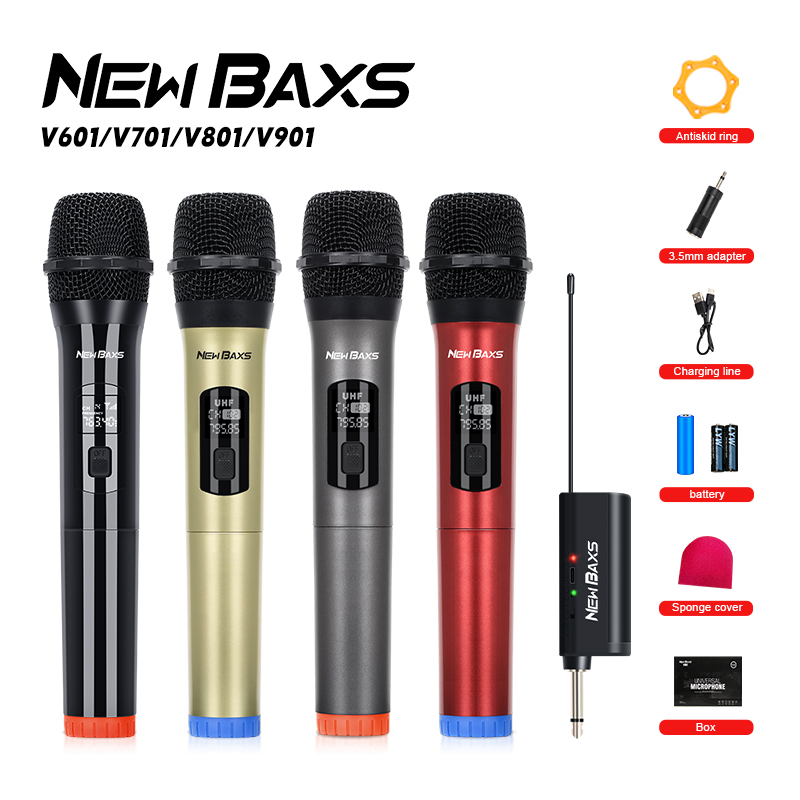 New baxs v601/v701/v801/v901 professional UHF microphone wireless FM anti-Scream can accept Family Procedure 50m/ktv/ conference ราคา 179 บาท*ส่งฟรี