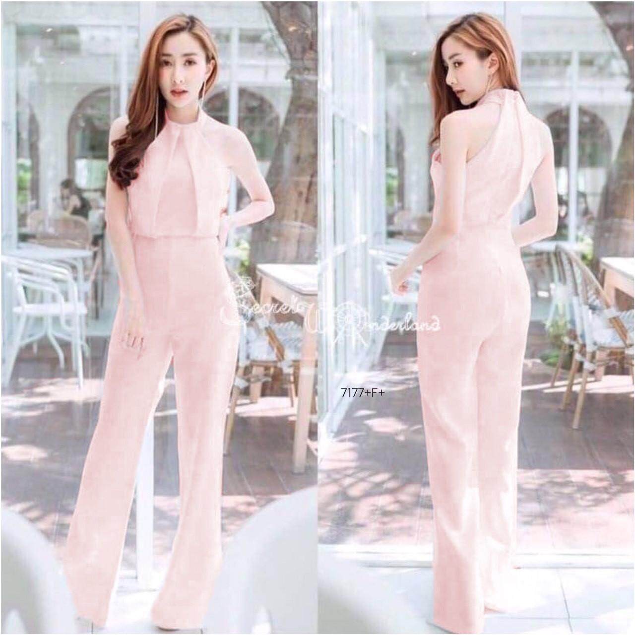 GN7177 **รบกวนสอบถามstockก่อนสั่งซื้อจ้า**  jumpsuit จั้มสูทคอปีน