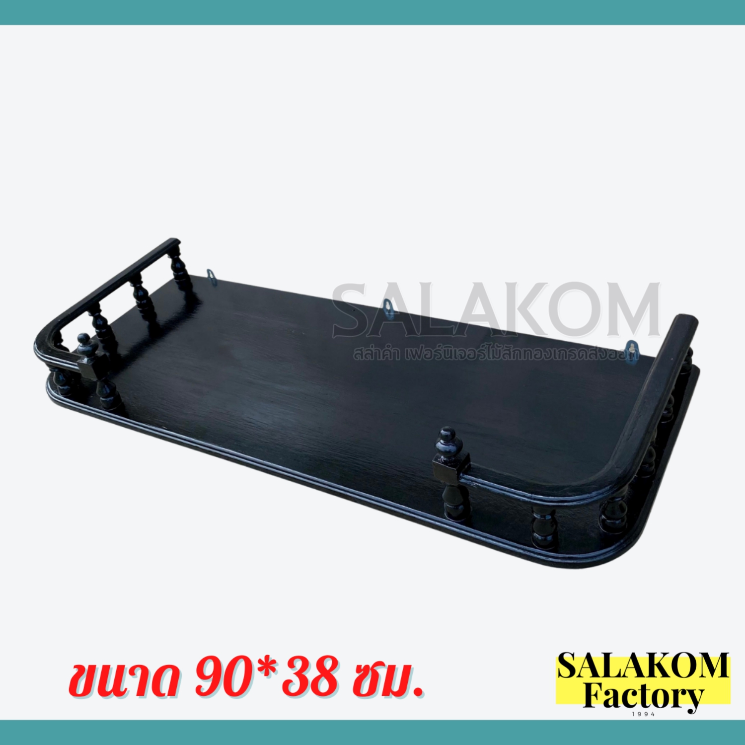 SLK หิ้งวางพระติดผนังโค้ง [90*38 ซม.] ไม้สักแท้ หิ้งพระไม้สักแท้ หิ้งโมเดิล สีดำ ราคา 997 บาท*ส่งฟรี