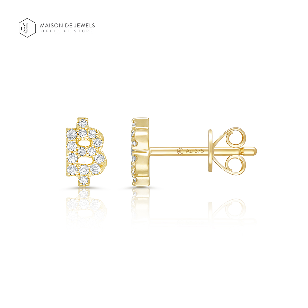 Maison De Jewels - Oro Baht Stud (Single Earring) Gold Earrings, 9K Real Gold, Rainbow, Real Diamonds, Natural Gemstones, Earrings for Everyday Wear, Branded Earrings ราคา 3,206 บาท*ส่งฟรี