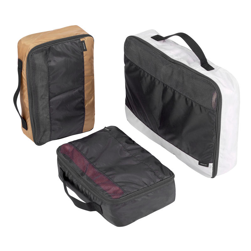 Kit Of 3 Trekking Travel Storage Bags - Grey