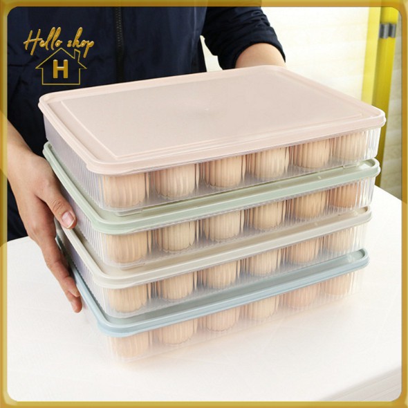 Helloshop H30048 กล่องเก็บไข่ กล่องใส่ไข่ ที่ใส่ไข่ กล่องเก็บไข่พร้อมฝาปิด 24 ช่อง พร้อมจัดส่ง ร้านค้าในไทย