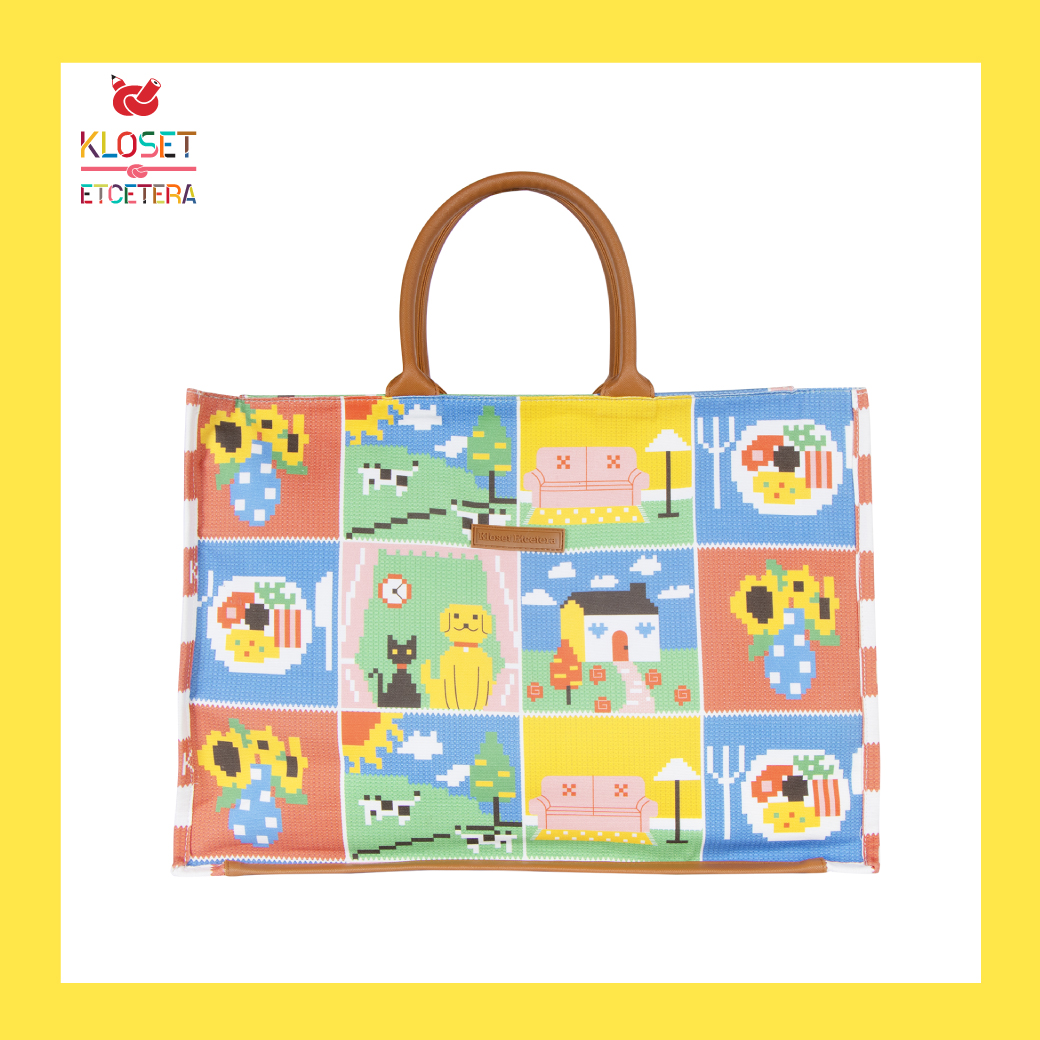 Kloset & Etcetera Granny Hobby Haus Faroe Bag กระเป๋าถือพิมพ์ลาย ทรงสี่เหลี่ยมขนาดใหญ่ มีซิปสำหรับเปิด-ปิด ราคา 2,127 บาท*ส่งฟรี