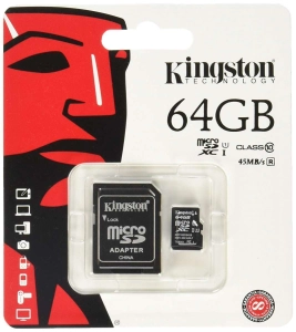 สินค้า Kingston เมมโมรี่การ์ด 64GB SDHC/SDXC Class 10 UHS-I Micro SD Card with Adapter
