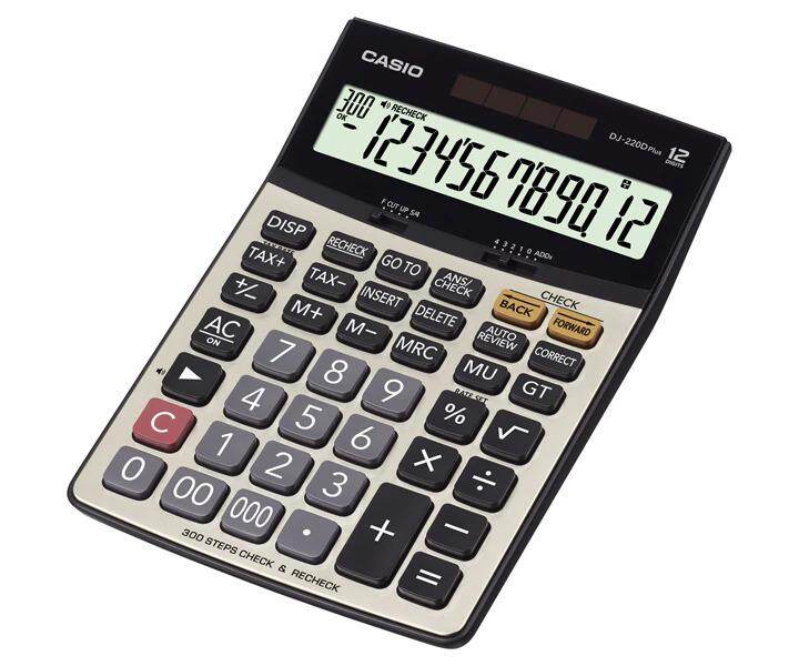 Casio Calculator เครื่องคิดเลข คาสิโอ รุ่น DJ-220D PLUS แบบตั้งโต๊ะ เหมาะสำหรับร้านค้า 12 หลัก สีทอง ราคา 870 บาท*ส่งฟรี